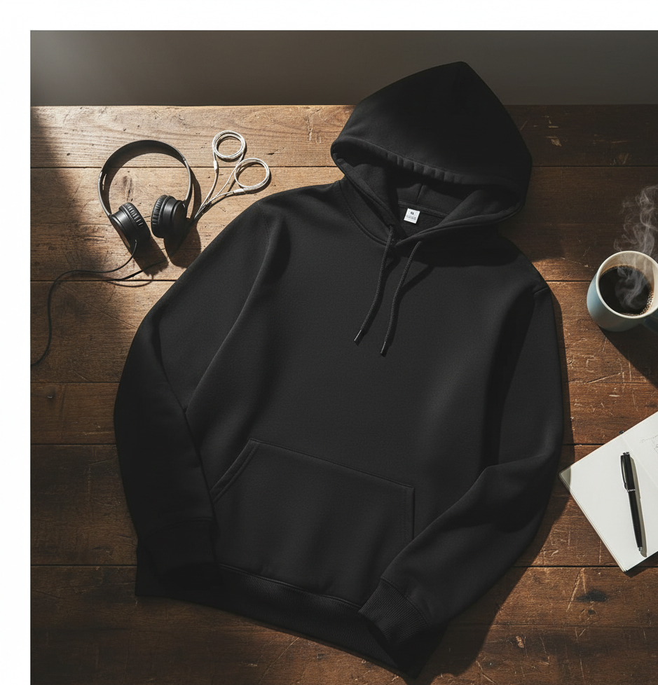 Black Polyester Hoodie β Warm, Soft & Stylish | Unisex Casual Wear for Winter & Everyday Comfort extra large