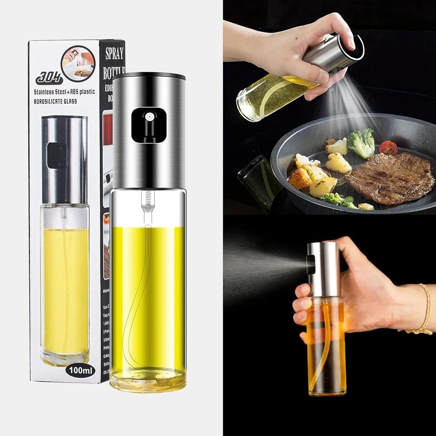 Cooking Oil Sprayer โ Glass Oil Spray Bottle for Kitchen, BBQ, Baking, Grilling, Vinegar & Sauce