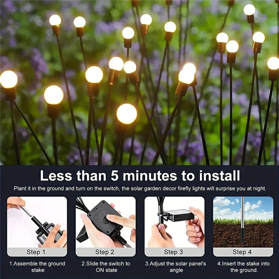 Garden Lights – New Upgraded Solar Powered Firefly Lights- Multi Light